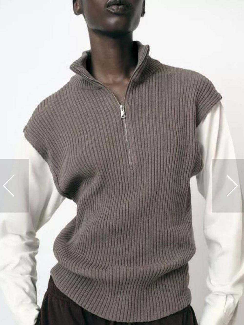 Zara Ribbed Combination Sweater Vest Top With Sleeves Size Small